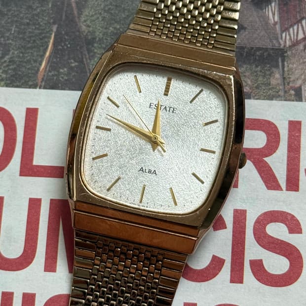세이코 Seiko ALBA Estate 쿼츠 스퀘어 프로스티드 다이얼 