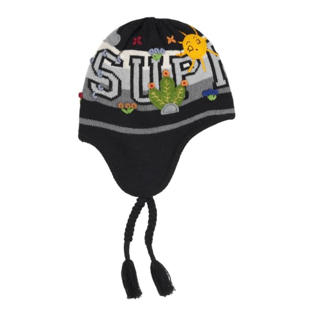 슈프림 펠트 아플리케 이어플랩 비니 블랙