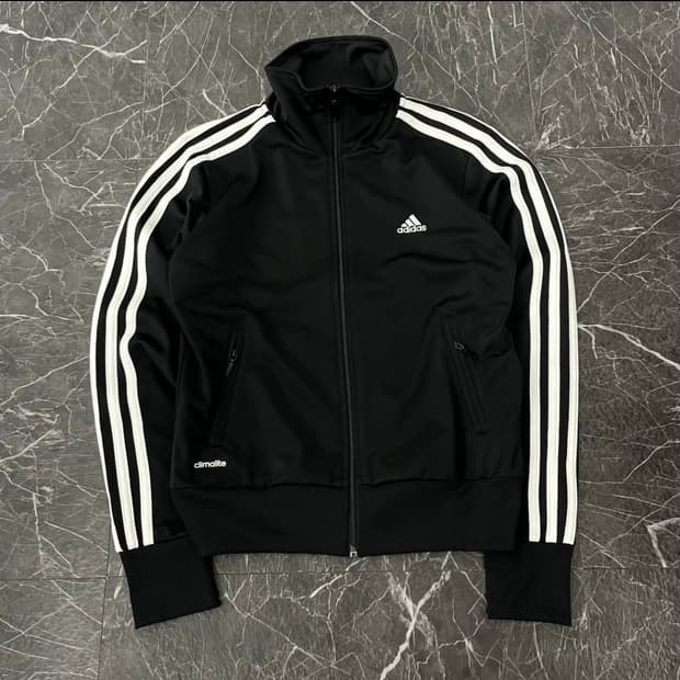 y2k 아디다스 블랙 삼선 미니멀 트랙탑 져지 자켓
