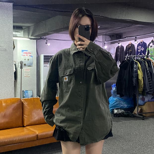 칼하트 포켓 카키 워크 셔츠 B2789