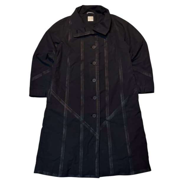 플리츠 플리즈 이세이 미야케 토드패턴 폴카닷 하이넥 코트