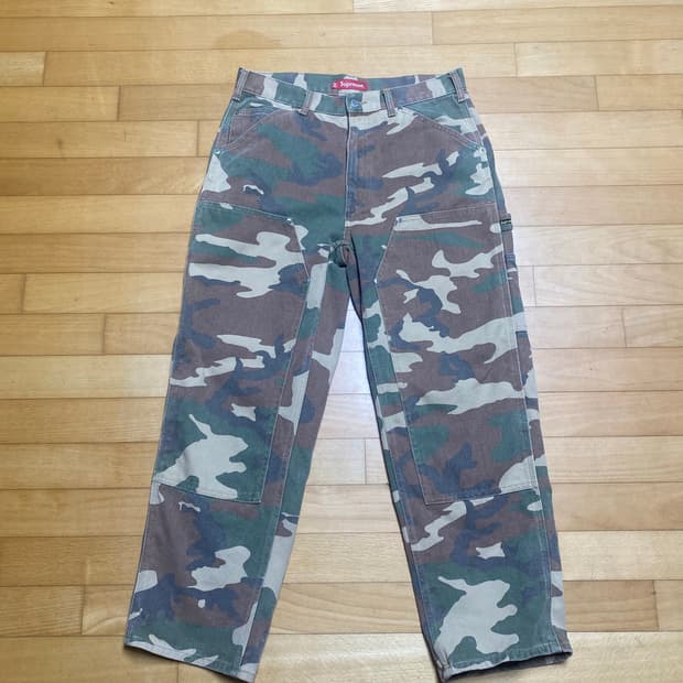 슈프림 우드랜드 카모 더블니 카펜터 팬츠 32