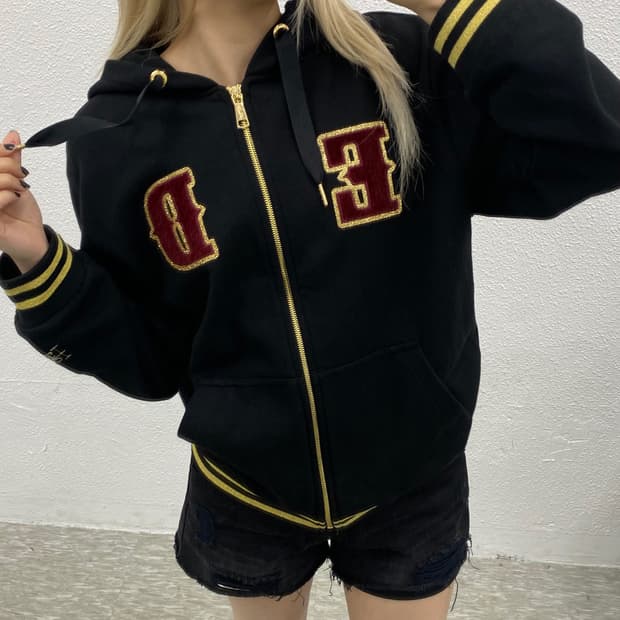 에드하디 골드포인트 크롬맛 블랙 후드집업 S