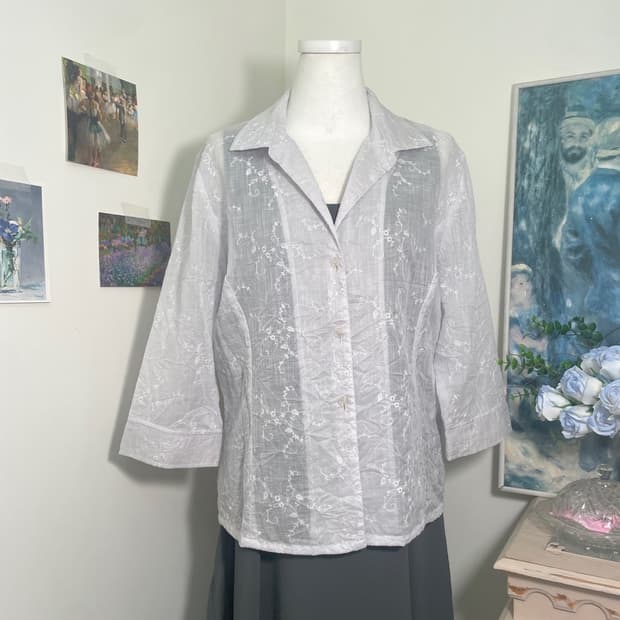 sheer blue embroidery summer cotton jack