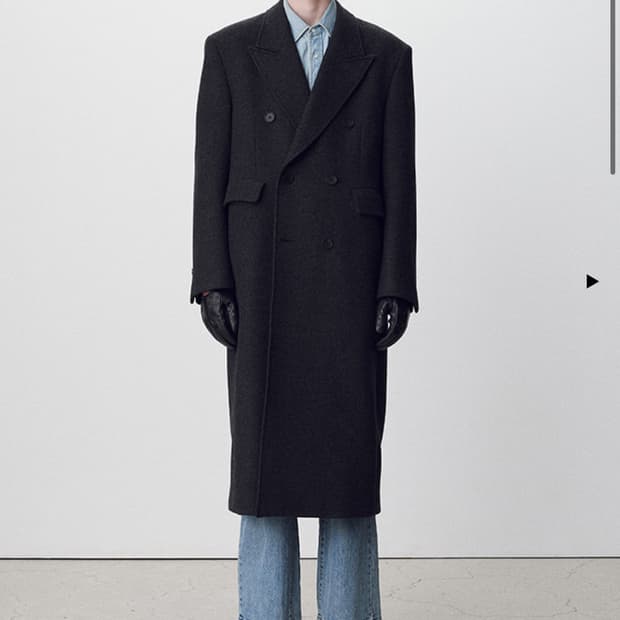 토니웩 다크헤링본 더블 코트 L