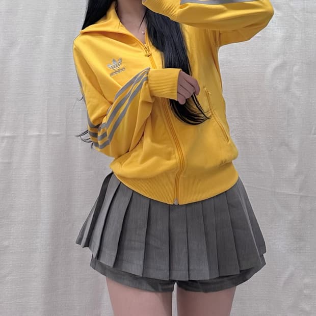 아디다스 옐로우 그레이 트랙탑 져지