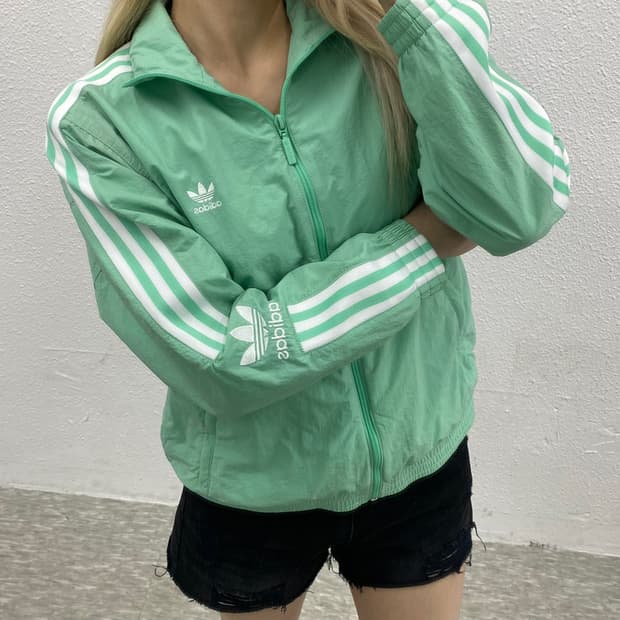 아디다스 화이트라인 락업 민트 바람막이 M