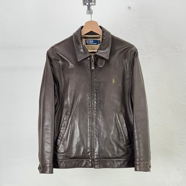 폴로 랄프로렌 브라운 맥스 웰 쉽 레더 블루종 자켓