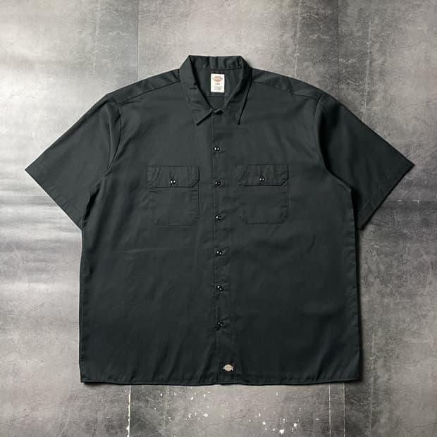 DICKIES 디키즈 빈티지 블랙 플랩포켓 반팔 워크셔츠 A01118