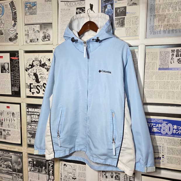 컬럼비아 배색 스카이 블루 바람막이 자켓