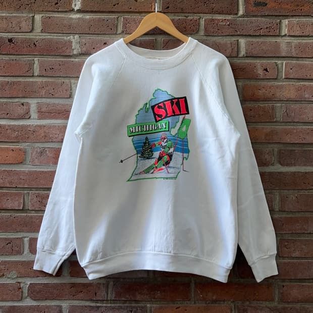 80s USA 미시간 스키 그래픽 스웻셔츠