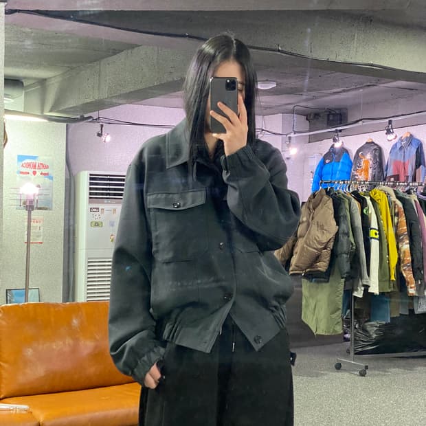 인사일런스 포인티드 칼라 블랙 블루종 자켓 B3978