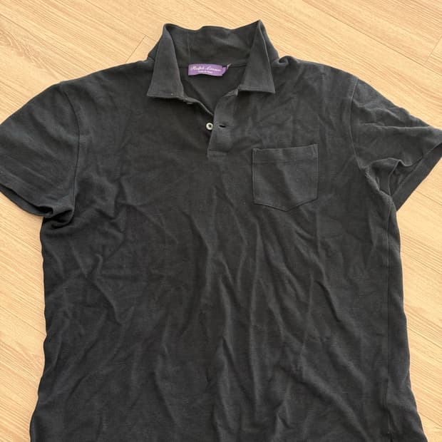 랄프로렌 퍼플라벨 남성 반팔 카라티 블랙 M