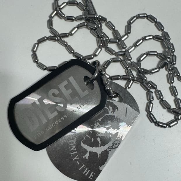 디젤 Dx0011 스테인리스 스틸 더블 도그 태그 네클리스 실버