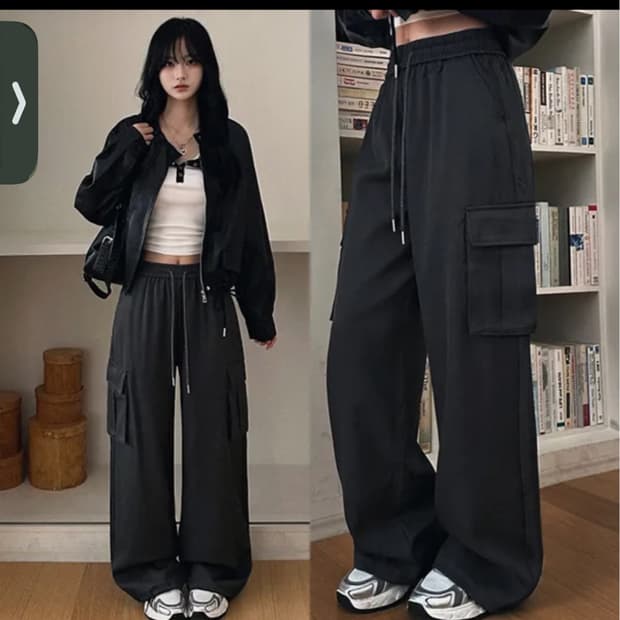 뮤즈핏 트웨이 와이드 카고 조거 팬츠 차콜