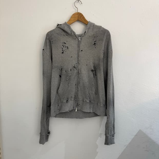 빈티지 커스텀 와플 후드집업