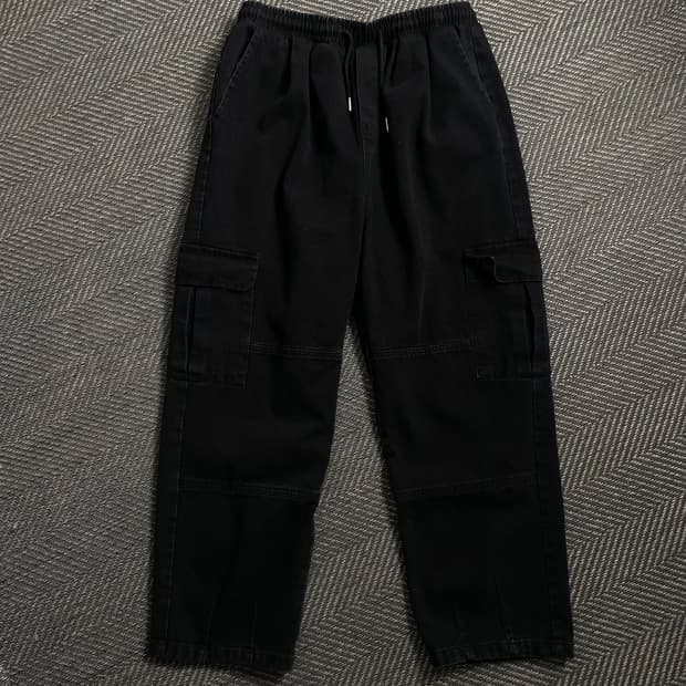 빈티지 루즈핏 데님 카고 팬츠 블랙o 4611
