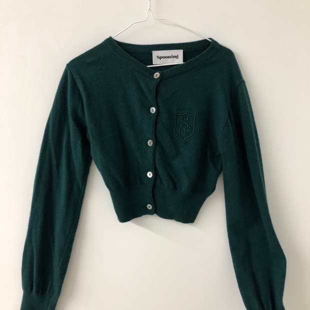 스푸닝 초록 크롭 가디건