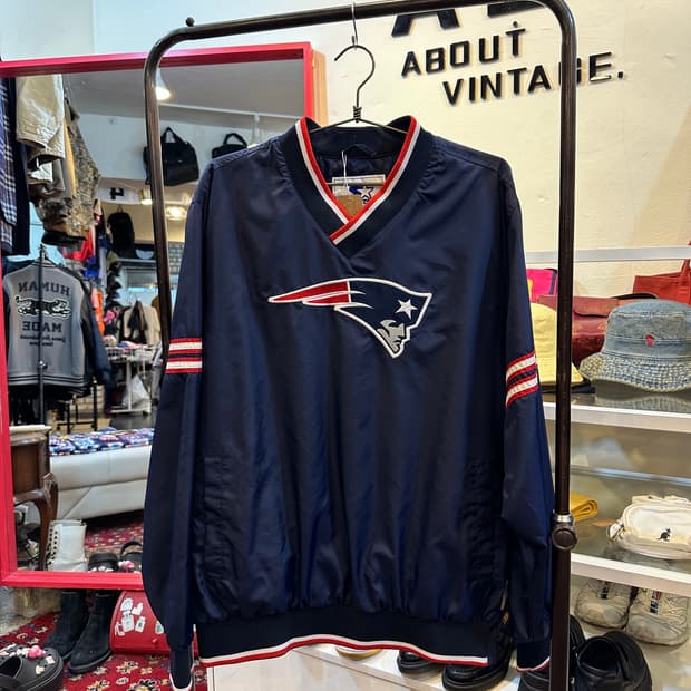 스타터 뉴잉글랜드 패트리어츠 NFL 어패럴 바람막이 웜업 자켓 L