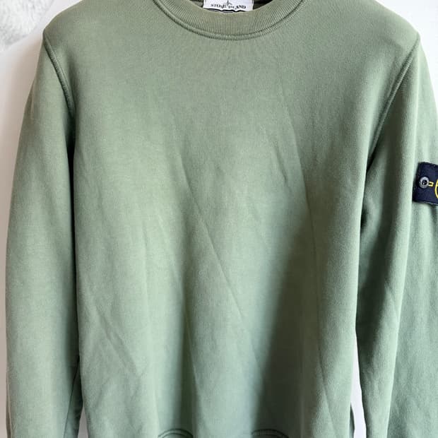 스톤아일랜드 코튼 플리스 맨투맨 세이지그린 S