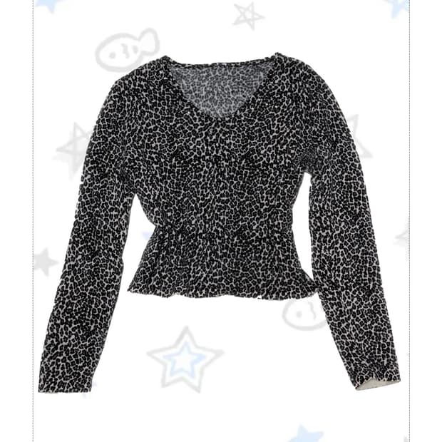 y2k 호피  레오파드 슬림핏 