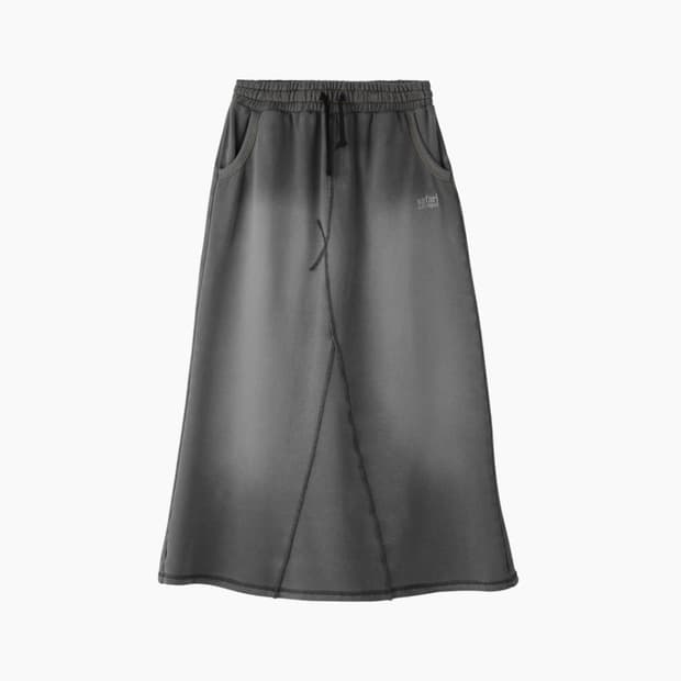 사파리스팟 데미지 워싱 데님 스웨트 스커트 블랙