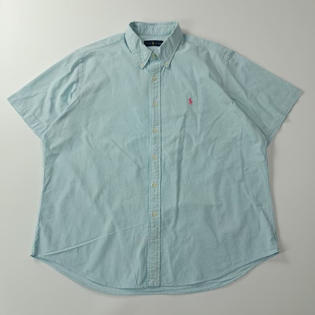 CA263 2XL 폴로 시어서커 아이스블루 스트라이프 반팔 셔츠 남방