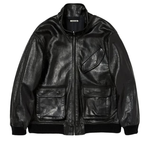 [4] 오라리 25fw 하드 램스킨 레더 블루종