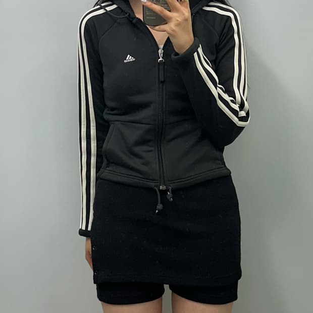 아디다스 블랙 져지 후드집업