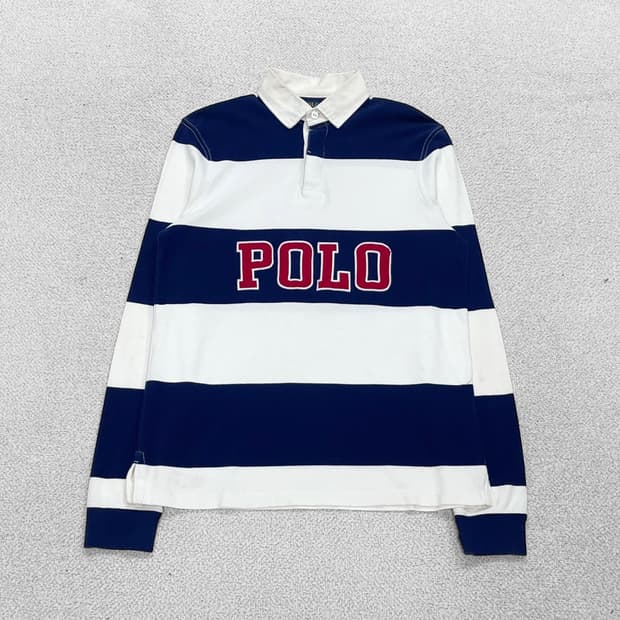 폴로 랄프로렌 스펠 로고 스트라이프 럭비티