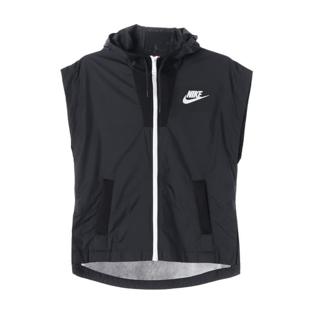 나이키 우먼스 우븐 후드 집업 베스트 블랙 M