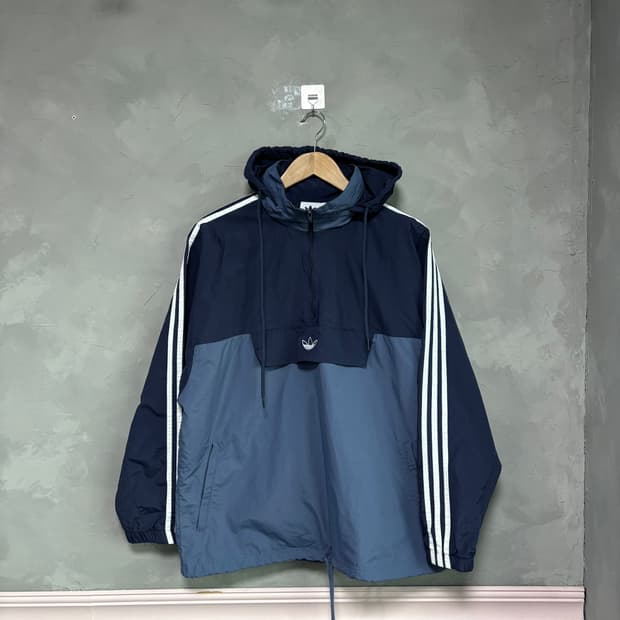 아디다스 아노락 하프집업 바람막이 네이비