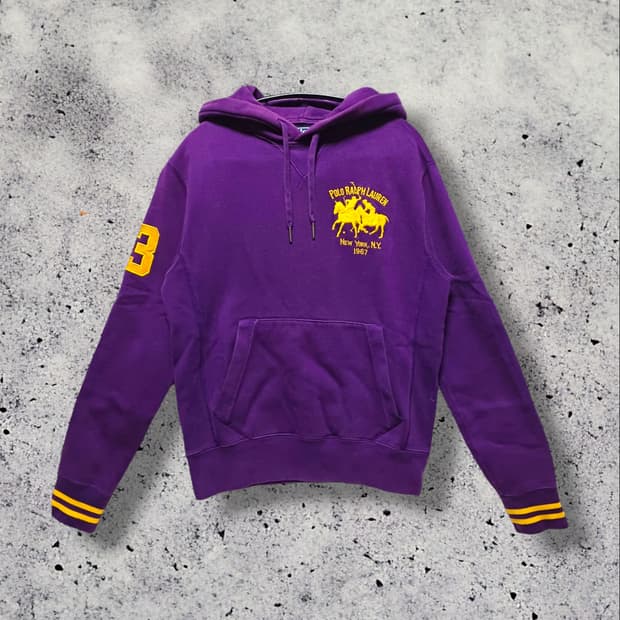 폴로 랄프로렌 헤리티지 로고 퍼플 후드티