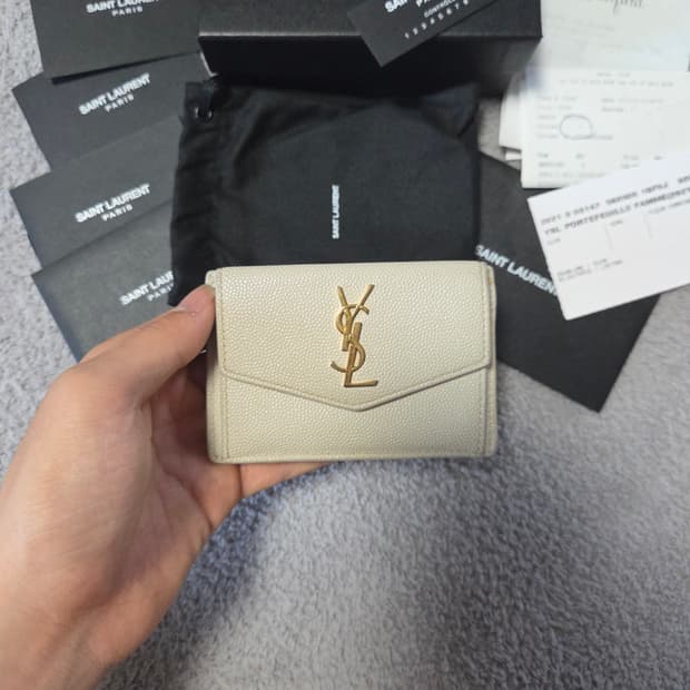 [정품/풀구성] 생로랑 업타운 카드지갑 화이트