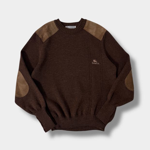 버버리 90‘s 루즈핏 딥브라운 코만도 울 니트