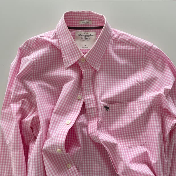 아베크롬비 핑크 체크 셔츠