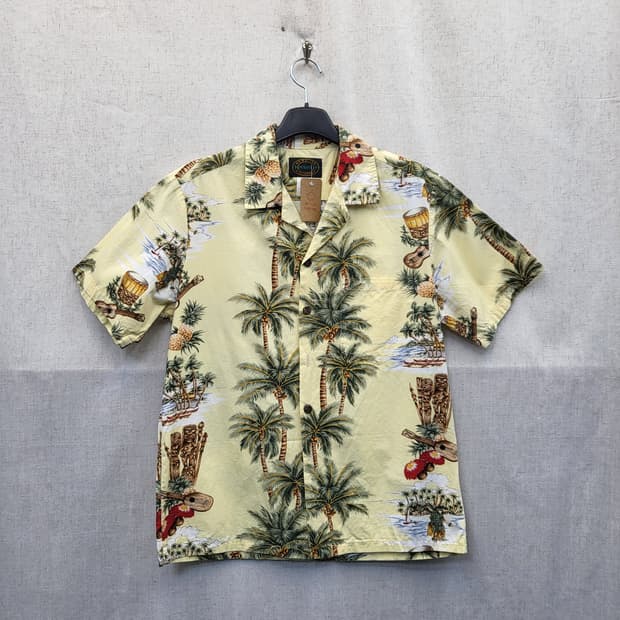 하와이안 옐로우 야자수 반팔 셔츠