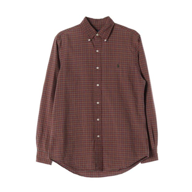 랄프로렌 클래식 타탄 체크 버튼다운 셔츠 S