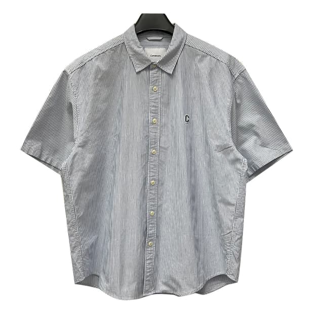 커버낫 C 로고 옥스포드 스트라이프 하프 반팔 셔츠 XL