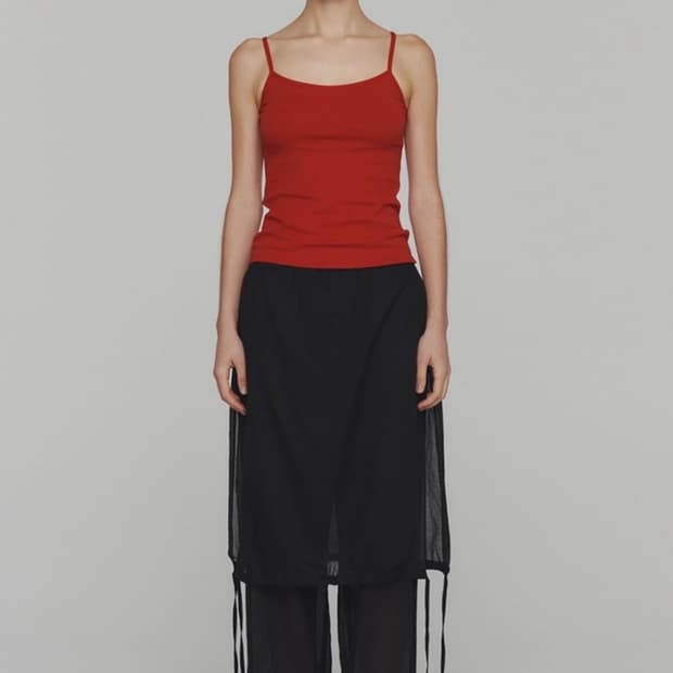 아모멘토 밴딩 쉬어 블랙 레이어드 밴딩 팬츠