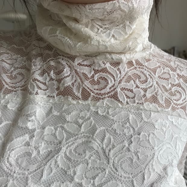 vintage ivory lace turtle neck top