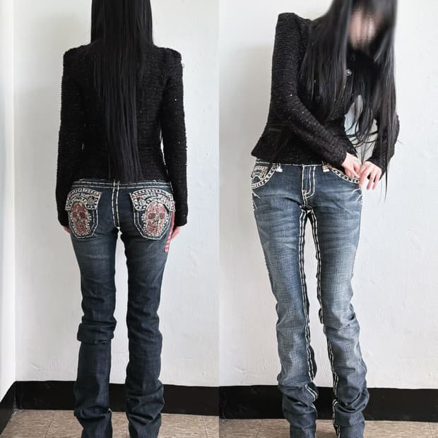 y2k 라구나 비치 스티치 로우라이즈 데님