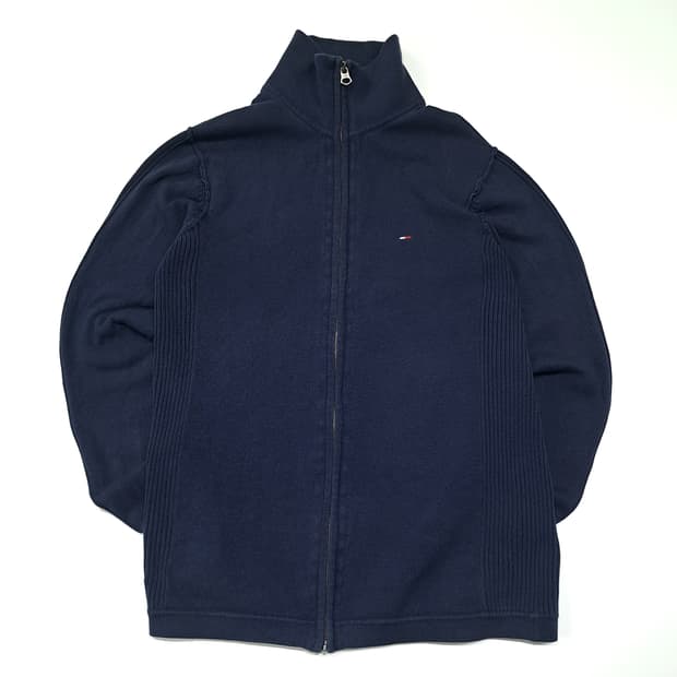 CL280 M 타미힐피거 00s 사이드립 풀집업 네이비 니트 스웨터