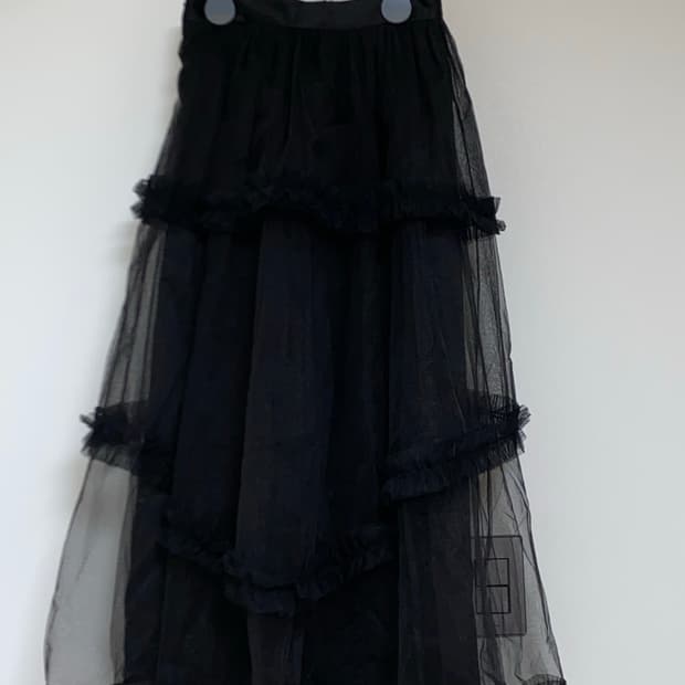 더티스 thetis 매쉬 트리플 언발란스 스커트 S