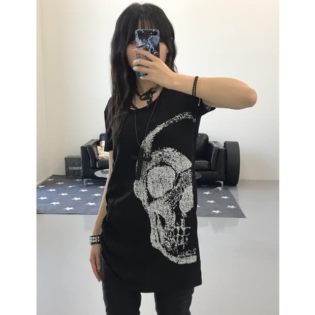 Vintage Skull Cubic Short Sleeve T-Shirt