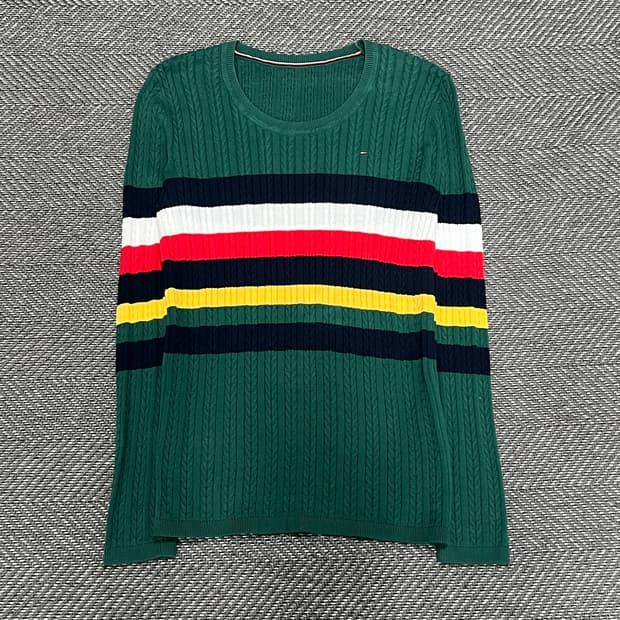 타미힐피거 스트라이프 배색니트 v1046