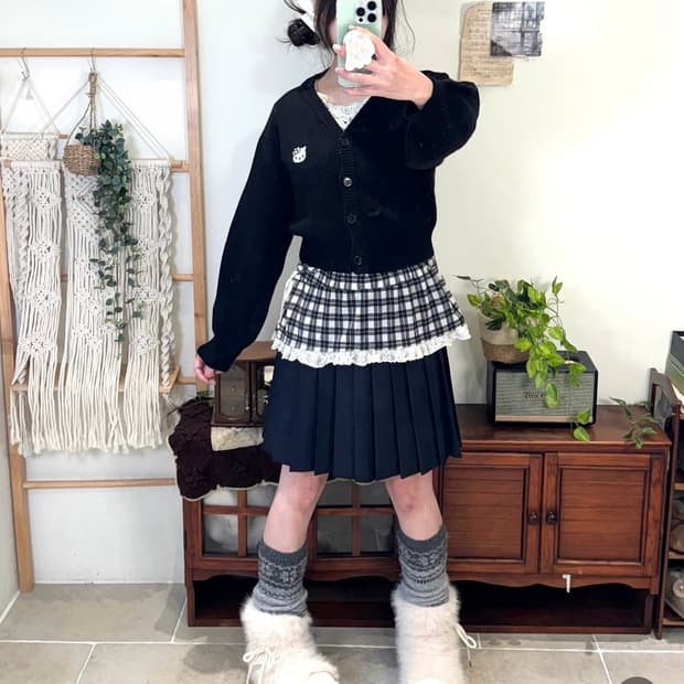 코코모리 빈티지 네이비 스커트