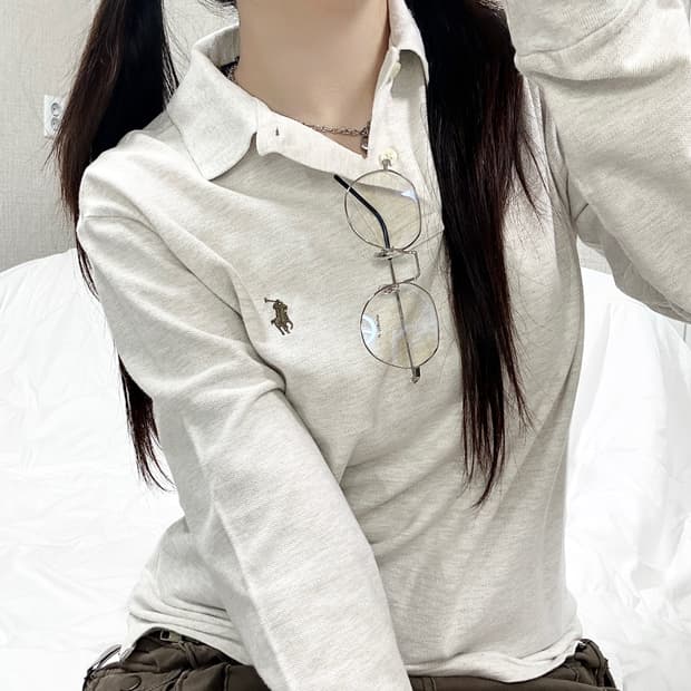 폴로 신형 브라운포니 오트밀 카라넥 롱슬리브