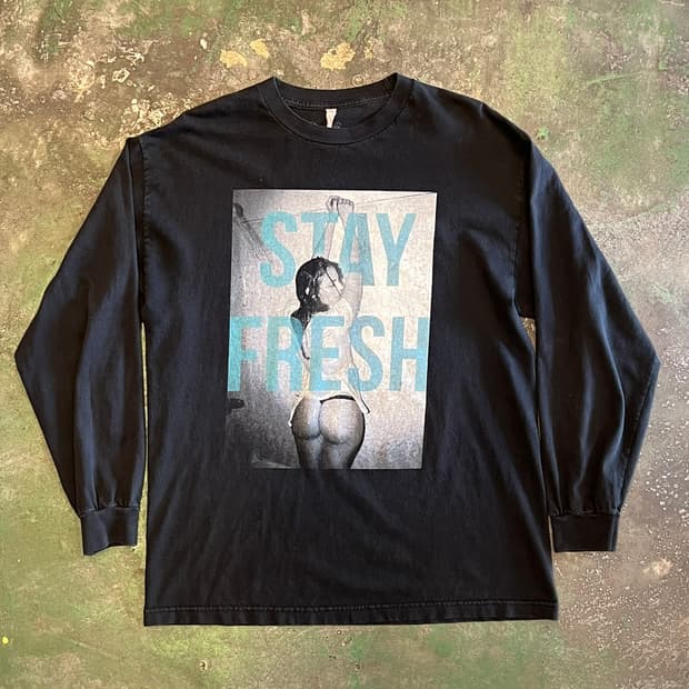 [L] 빈티지 롱슬리브 Stay Fresh 그래픽 긴팔 티셔츠