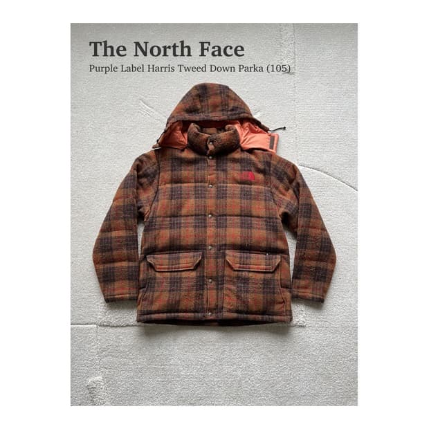 노스페이스 퍼플 라벨 x 해리스 트위드 다운 파카 (105)